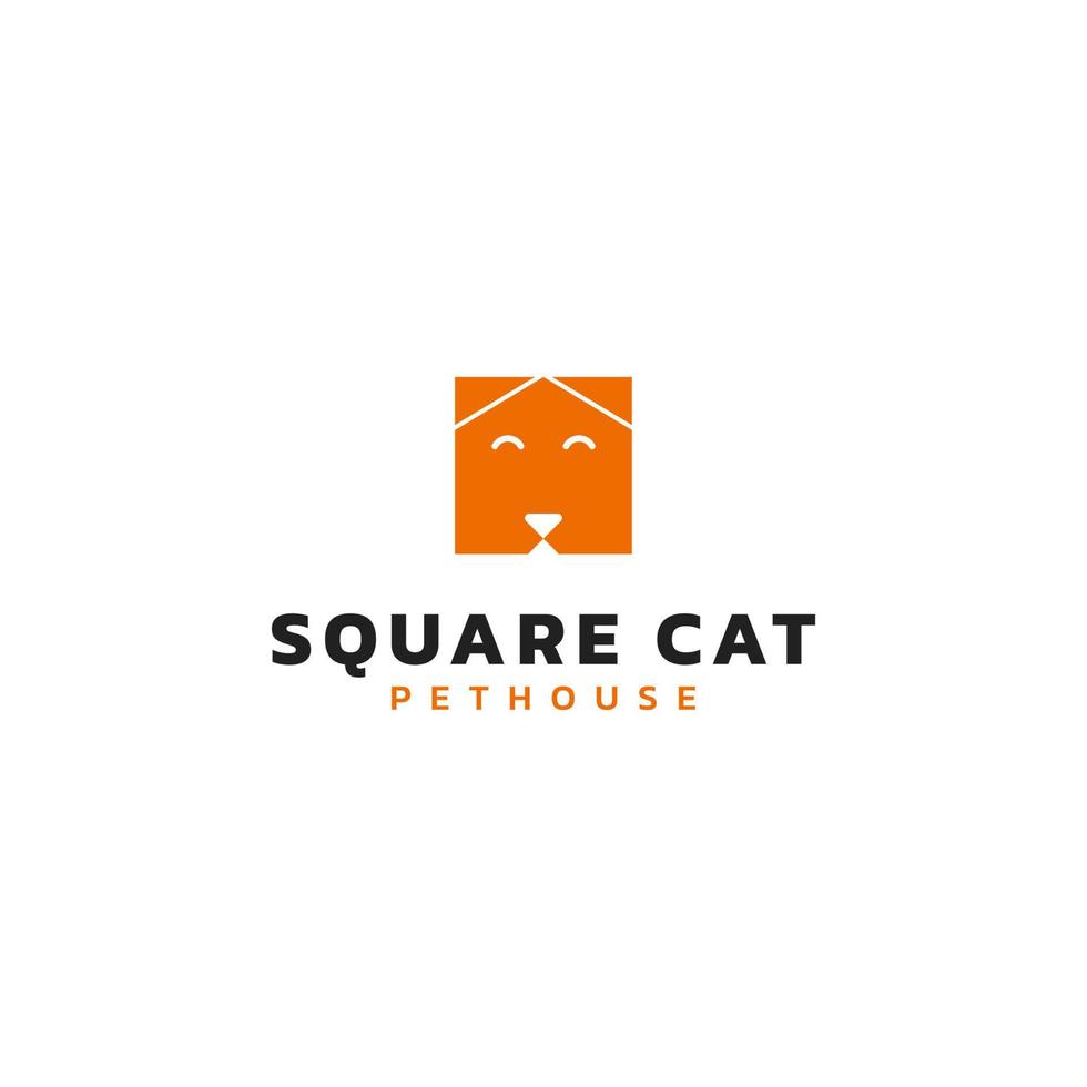 Simple logo design box shape, abstract house and a cat. vector