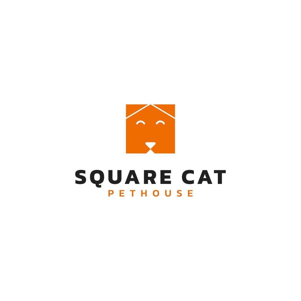 forma de caja de diseño de logotipo simple, casa abstracta y un gato. vector