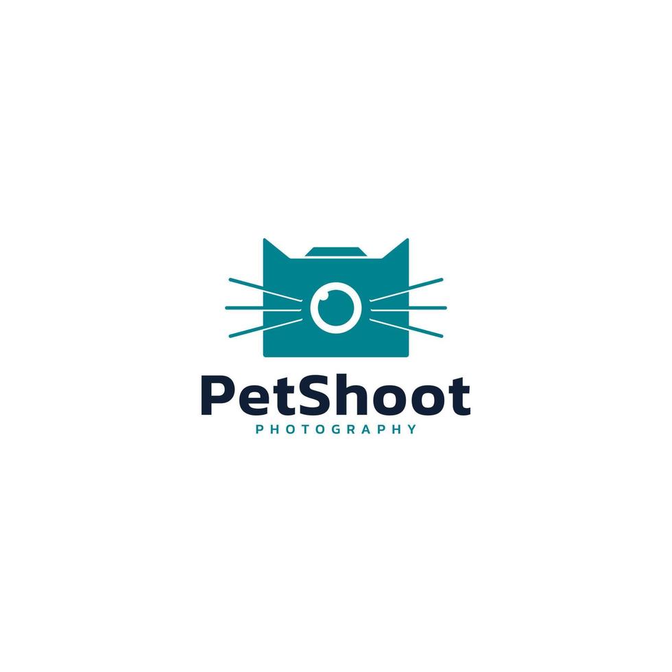 Simple abstract logo design of camera and cat. vector