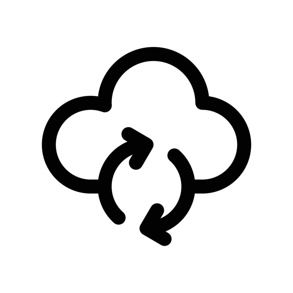 Cloud sync icon in black outline style vector