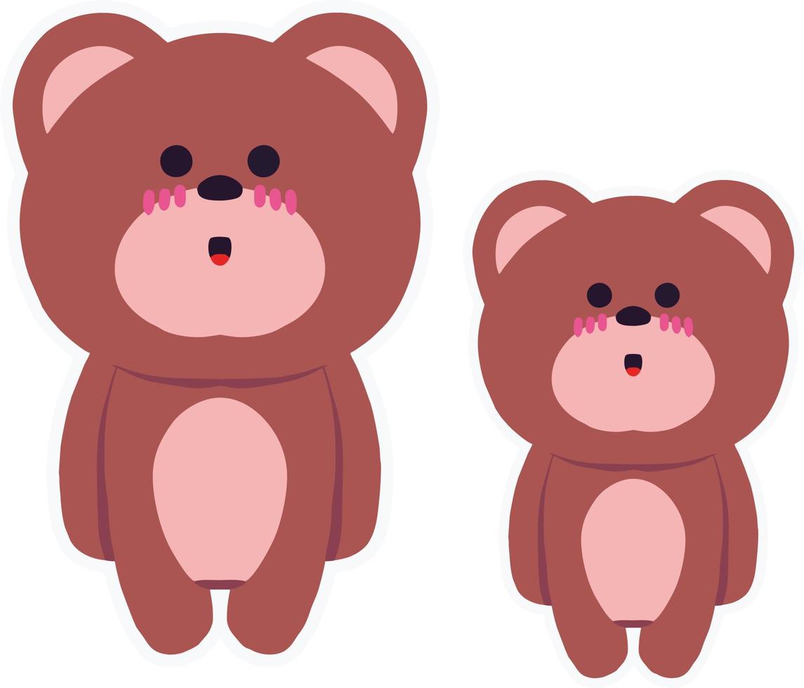 mother bear and bear cub vector cute cartoon illustration