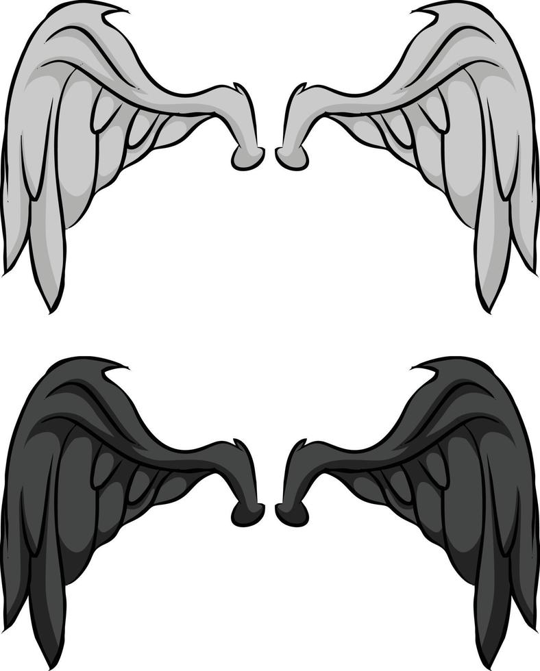 set of white and black wings icon vector illustration