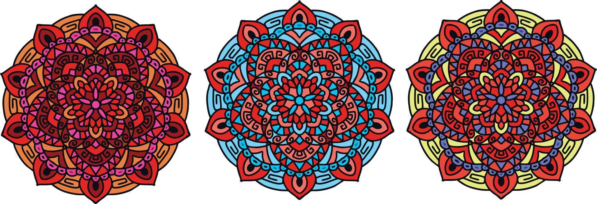 a set of asset mandalas for banner background decoration. with various colors, vector illustration