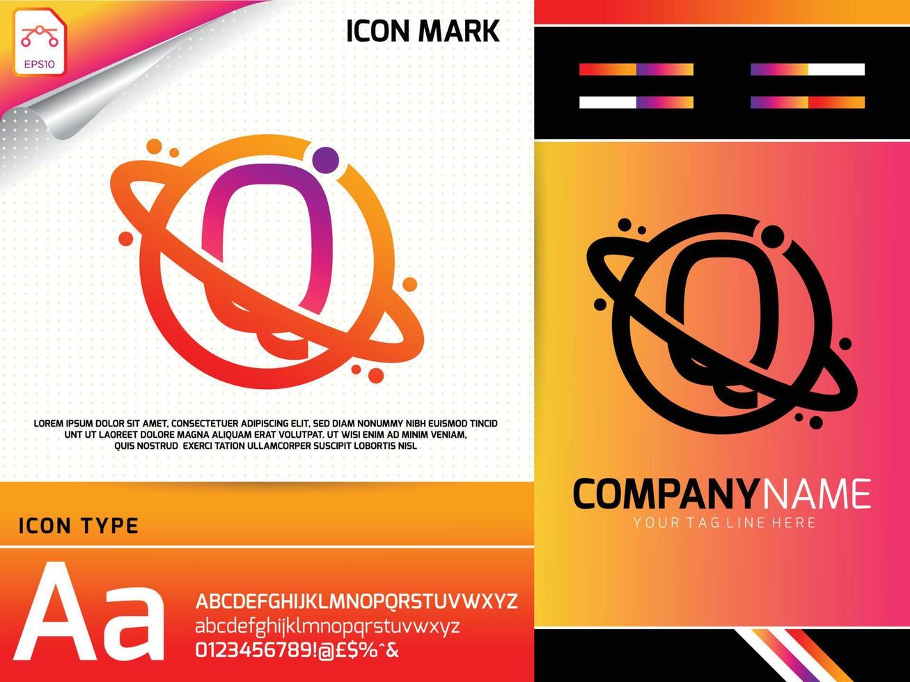Abstract letter Q with space planet logo concept vector