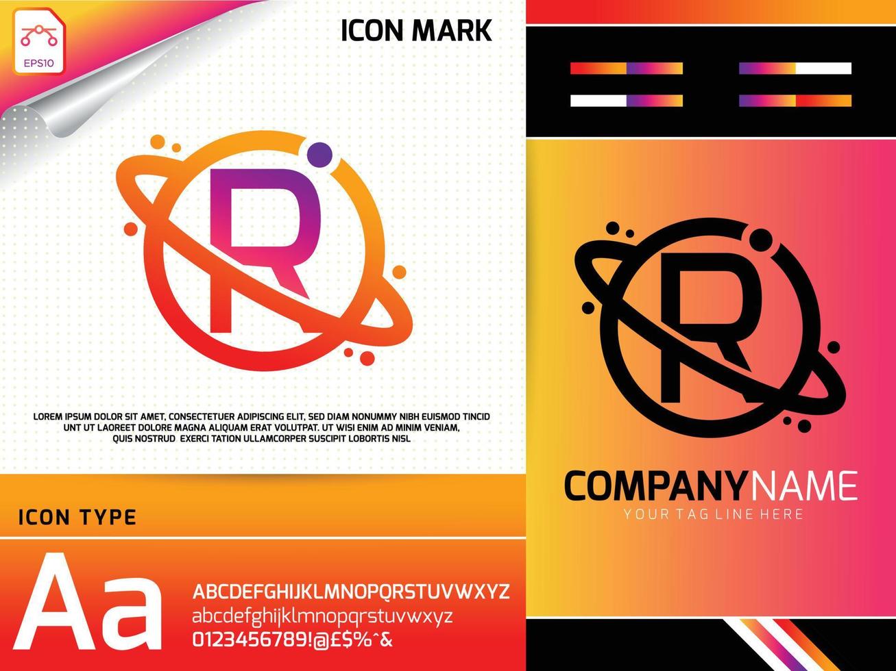 Abstract letter R with space planet logo concept vector