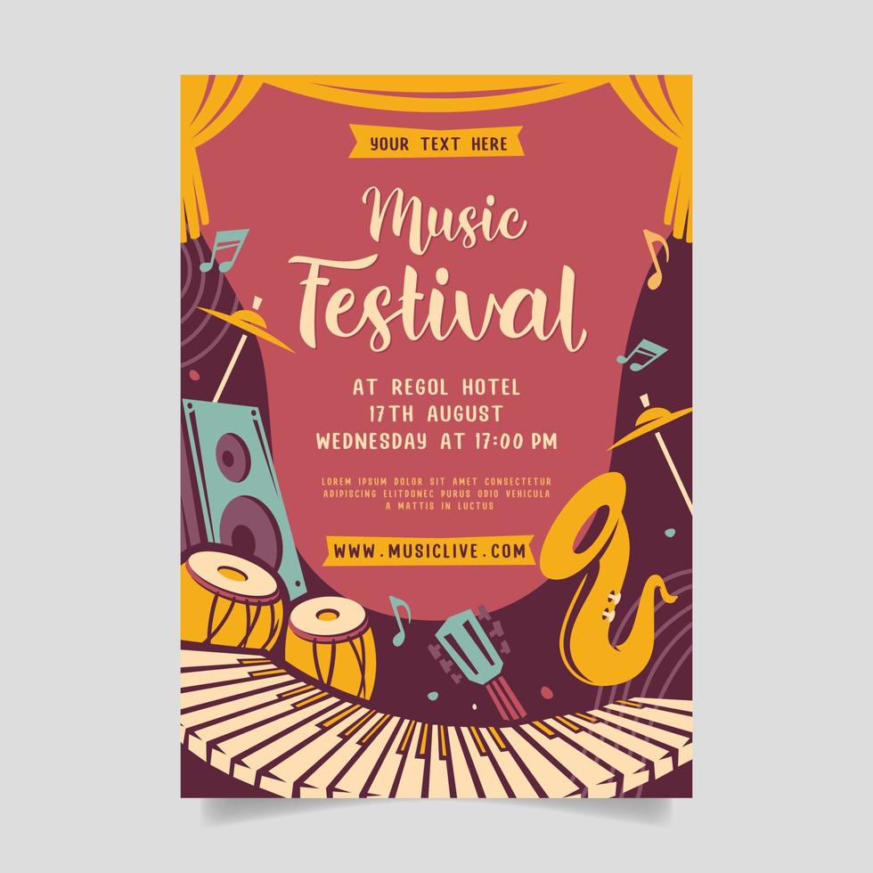 festival de música en estilo creativo con diseño de plantilla de forma moderna vector