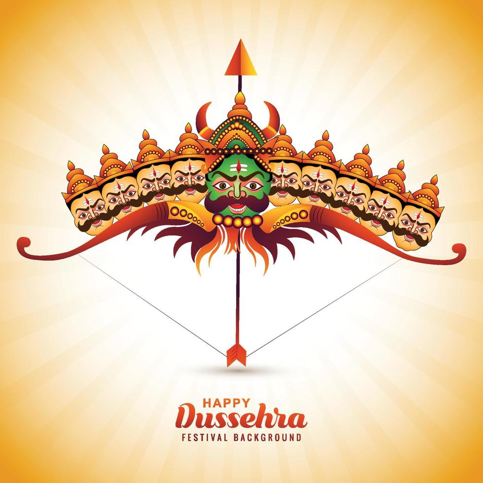 Illustration of bow and arrow of rama in happy dussehra card festival background vector