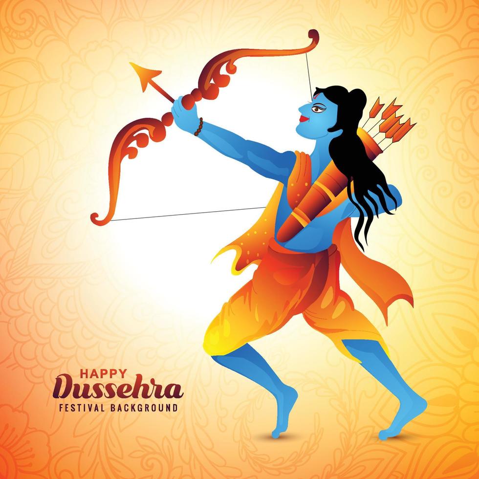 Happy dussehra illustration of  lord rama festival card background vector