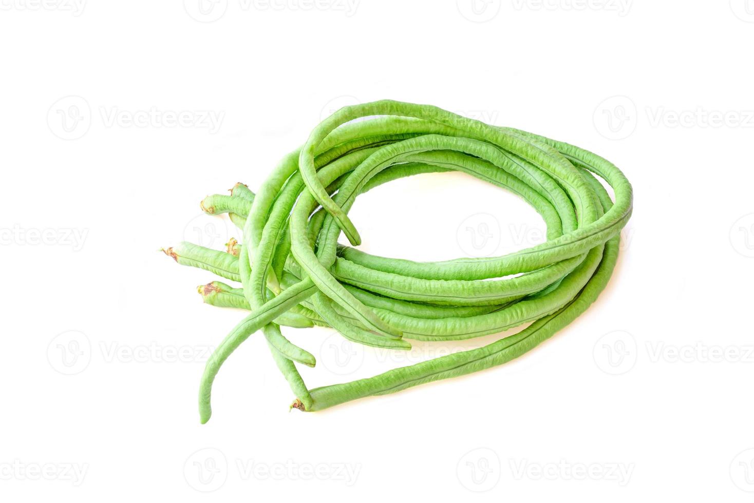 bundle of fresh long beans Vigna unguiculata subsp. sesquipedalis isolated on a white background photo