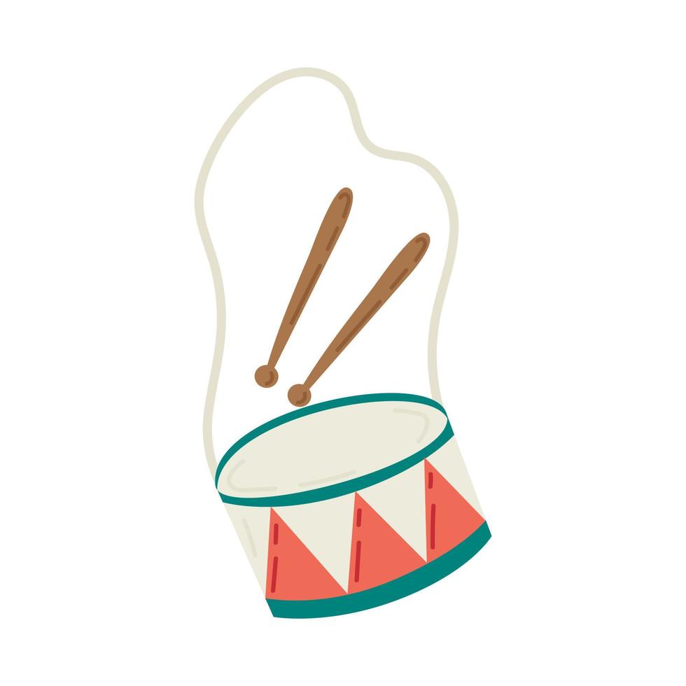 Drum. Christmas collection. Flat vector illustration