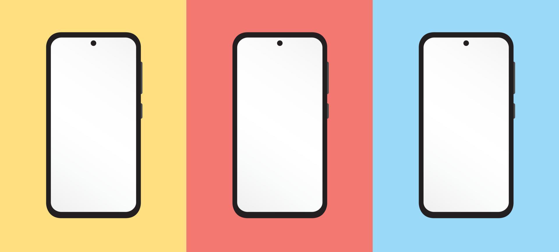 Smartphone Mockup Set White Display Vector Template