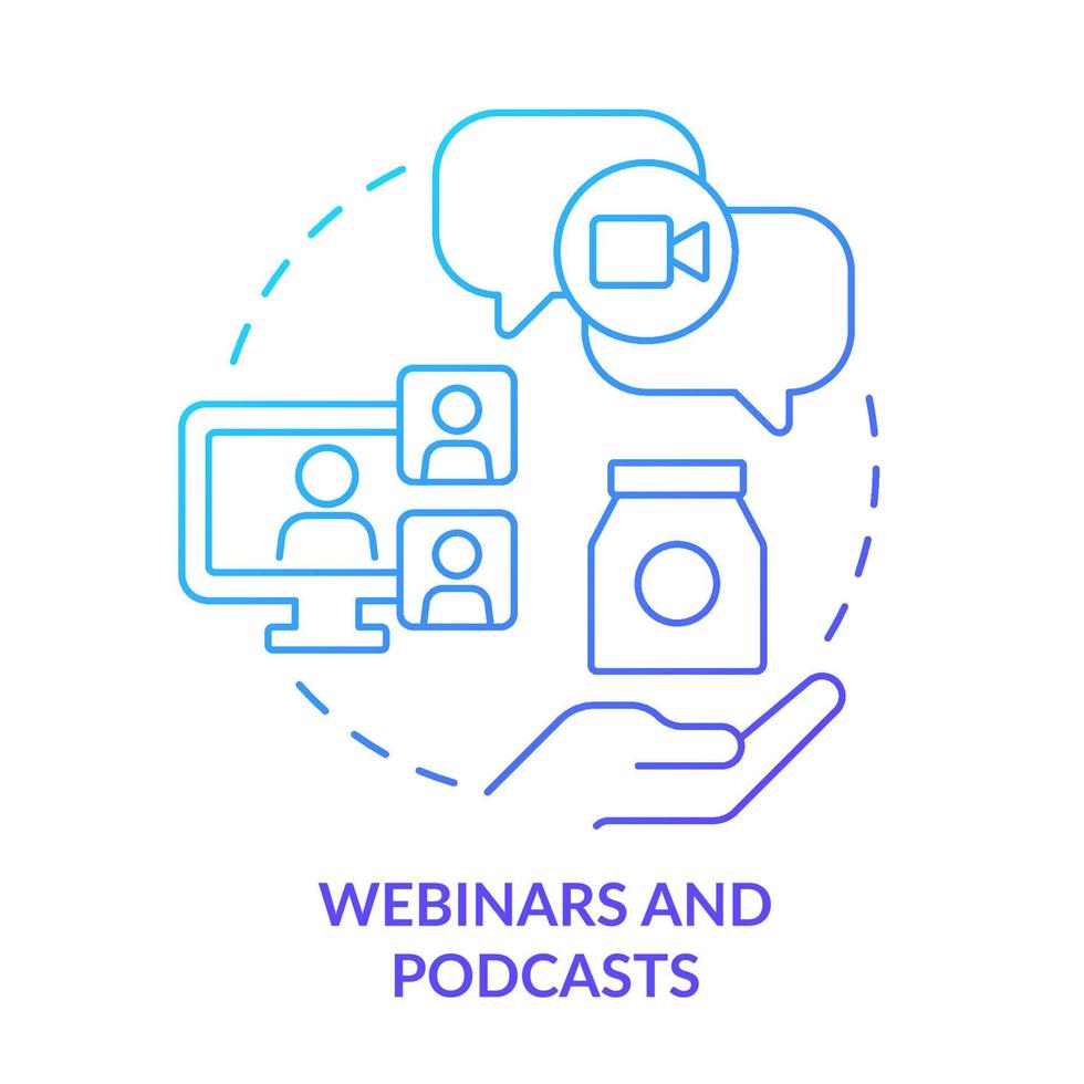 Webinars and podcasts blue gradient concept icon. Sales trend abstract idea thin line illustration. Increasing company profitability with training. Isolated outline drawing. vector