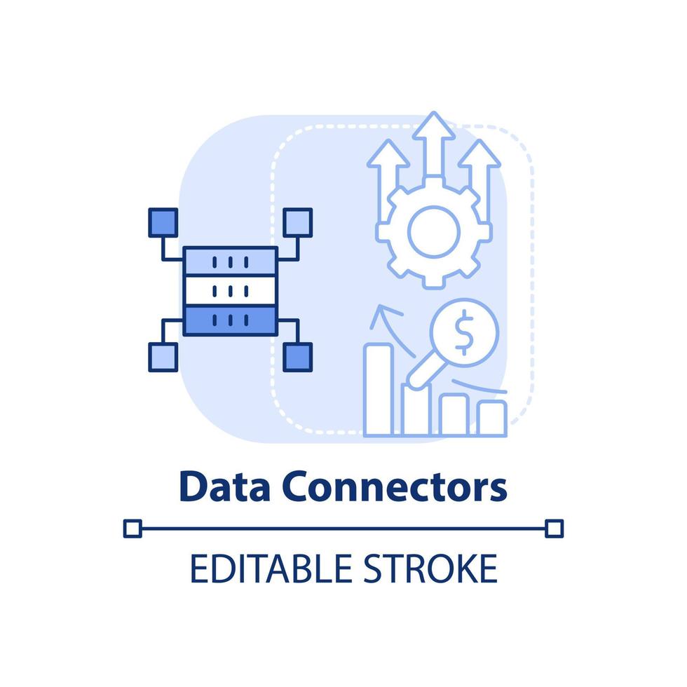 Data connectors light blue concept icon. Sales tool abstract idea thin line illustration. Isolated outline drawing. Establish connection to database. Editable stroke. vector