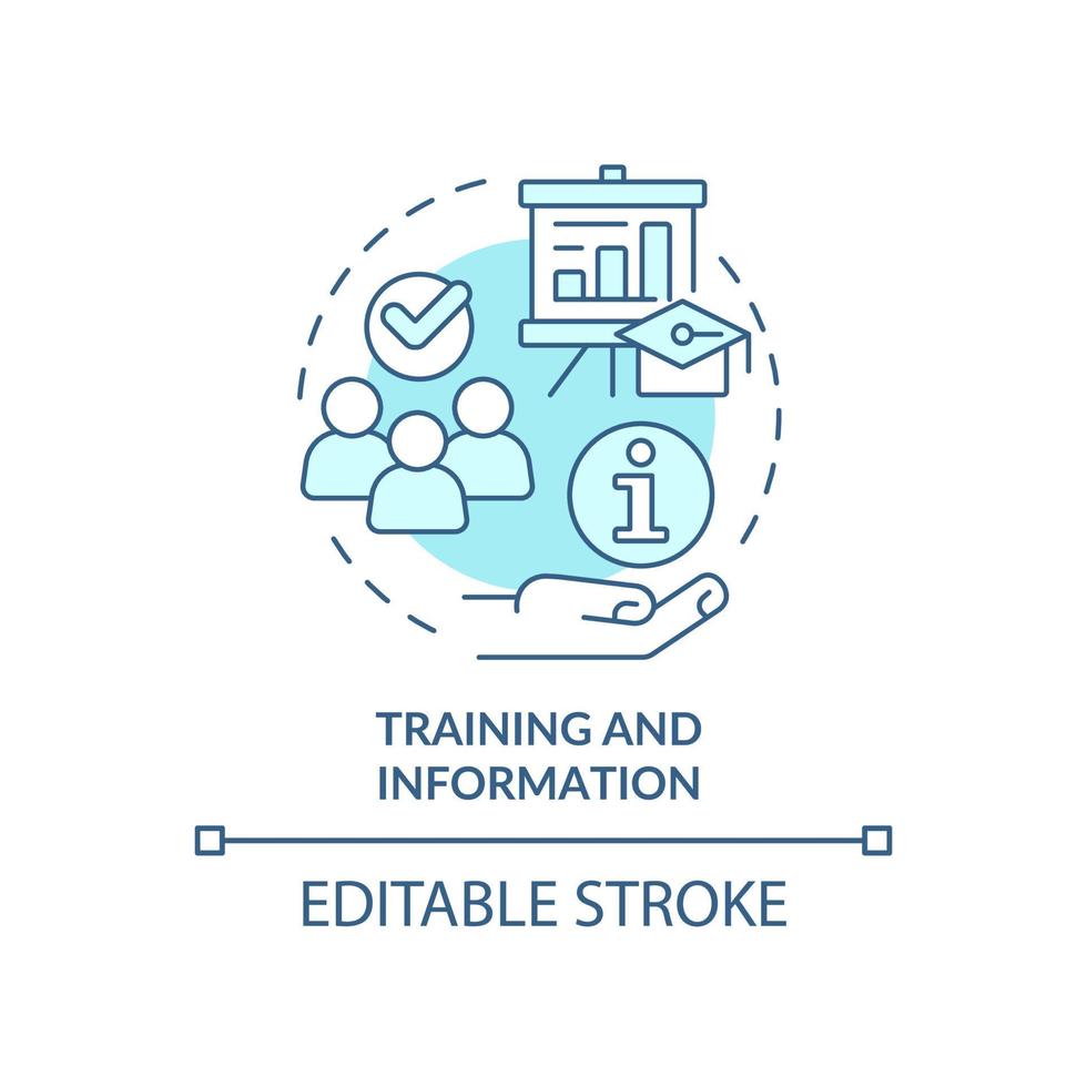 Training and information turquoise concept icon. Cooperative principle abstract idea thin line illustration. Isolated outline drawing. Editable stroke. vector