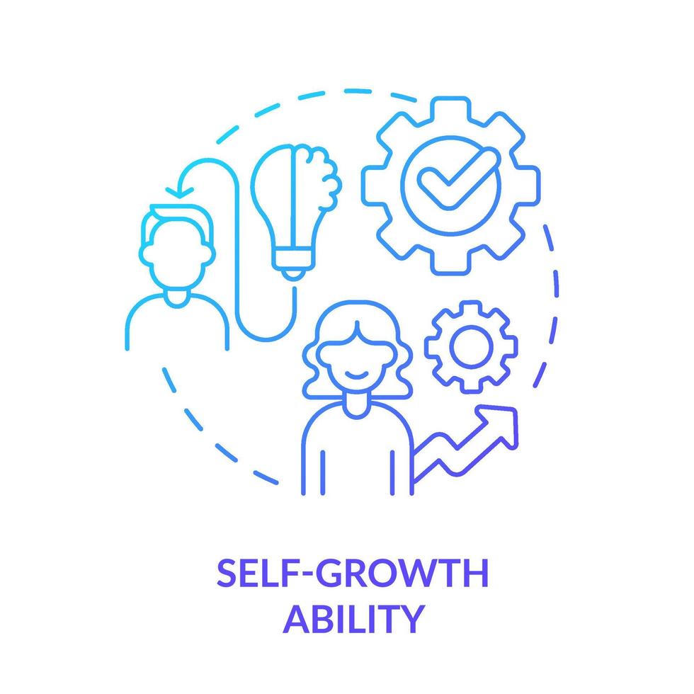 Self-growth ability blue gradient concept icon. Top soft skill in workplace abstract idea thin line illustration. Personal development. Isolated outline drawing. vector