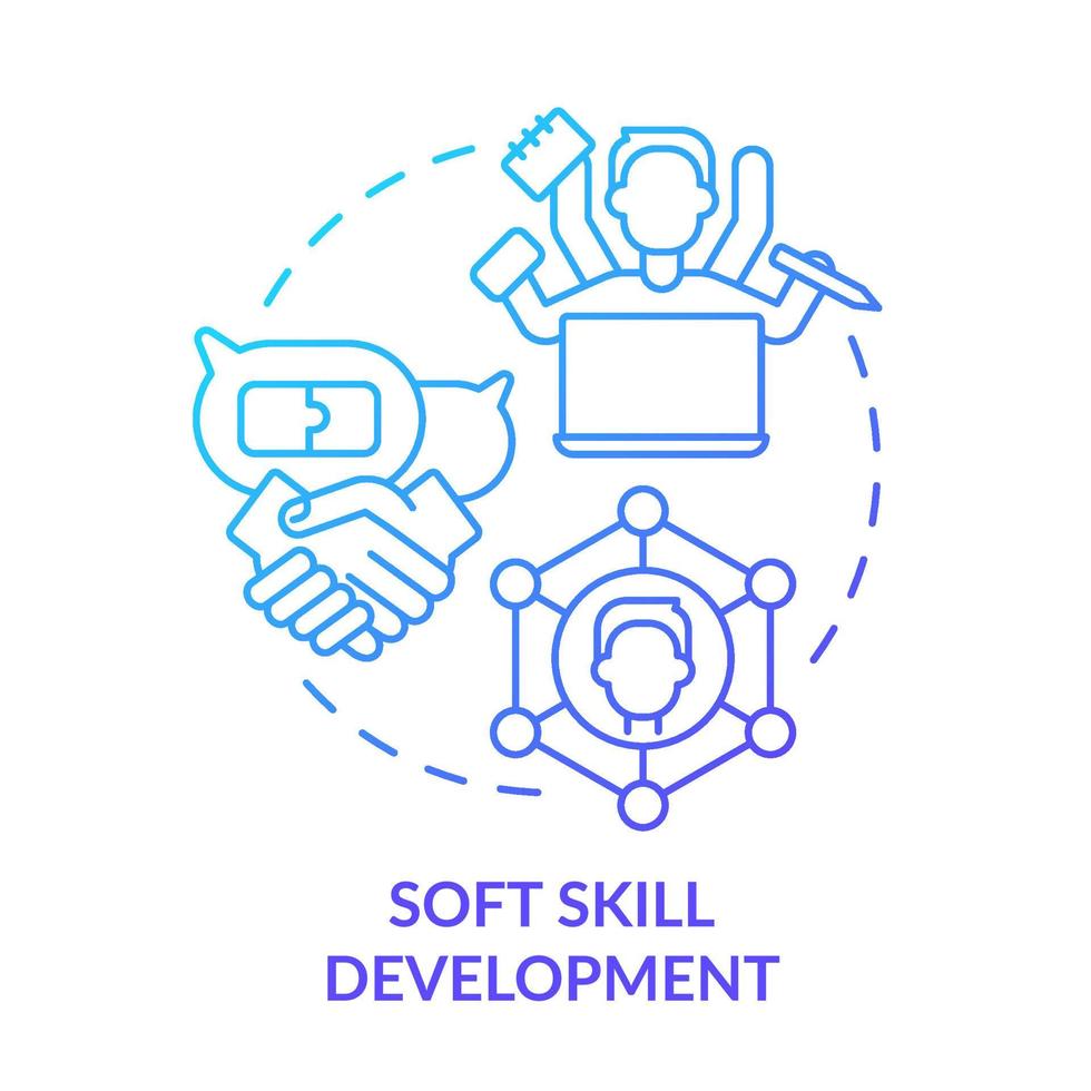 Soft skill development blue gradient concept icon. In demand additional skill abstract idea thin line illustration. Time management. Isolated outline drawing. vector