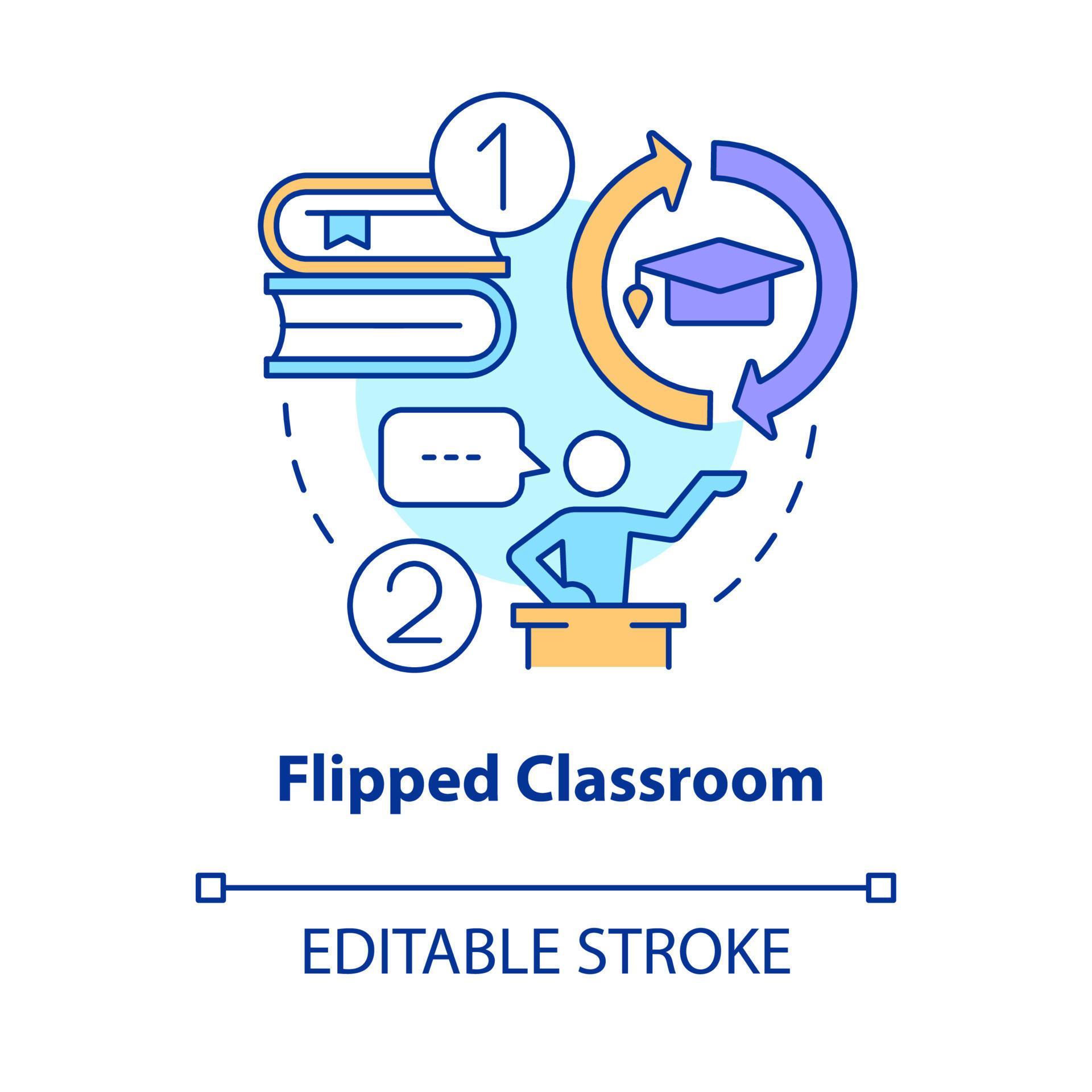 Flipped classroom concept icon. Discussion, activities at lesson. Trend ...