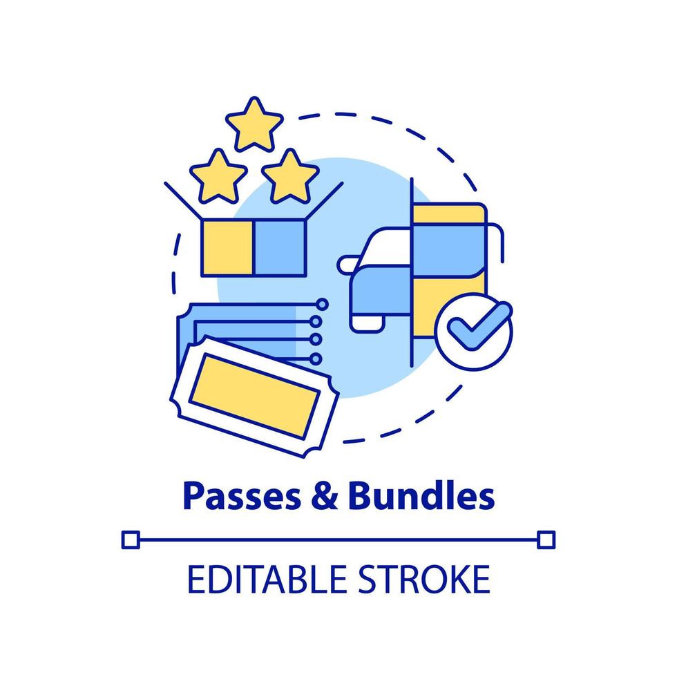 Passes and bundles concept icon. Alternative offer. Maas integration level abstract idea thin line illustration. Isolated outline drawing. Editable stroke. vector