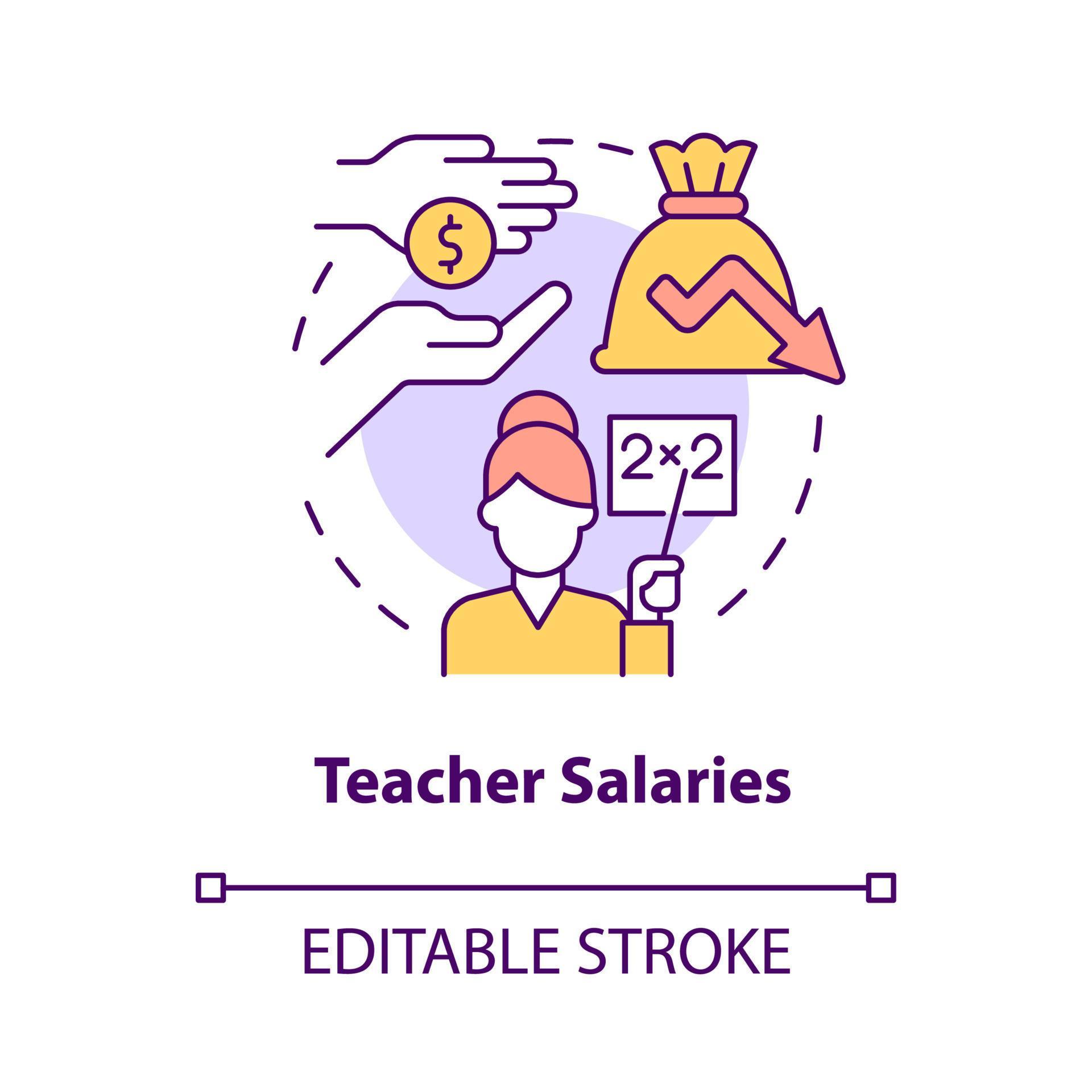 Teacher salaries concept icon. Decreasing compensations. Major