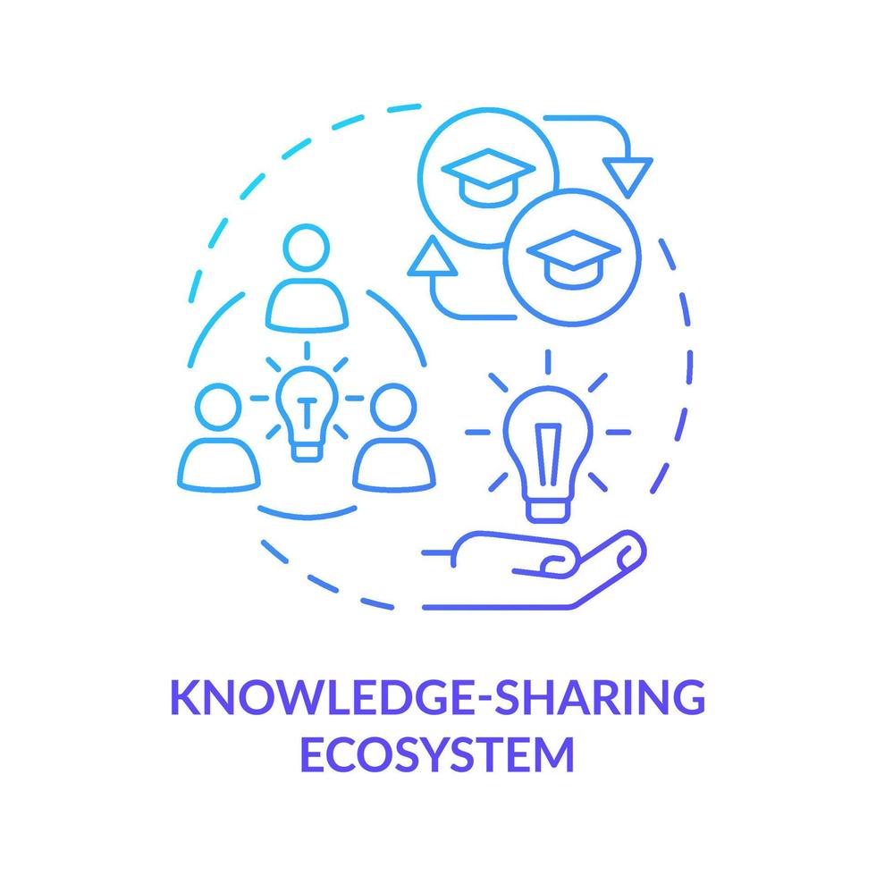 Knowledge-sharing ecosystem blue gradient concept icon. Trendy skill to learn abstract idea thin line illustration. Exchange experience. Isolated outline drawing. vector