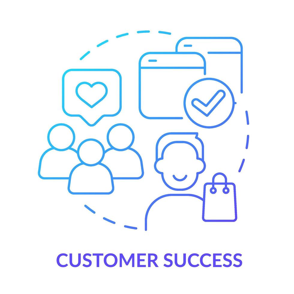 Customer success blue gradient concept icon. Sales tool abstract idea thin line illustration. Reach clients goals. Management software. Isolated outline drawing. vector