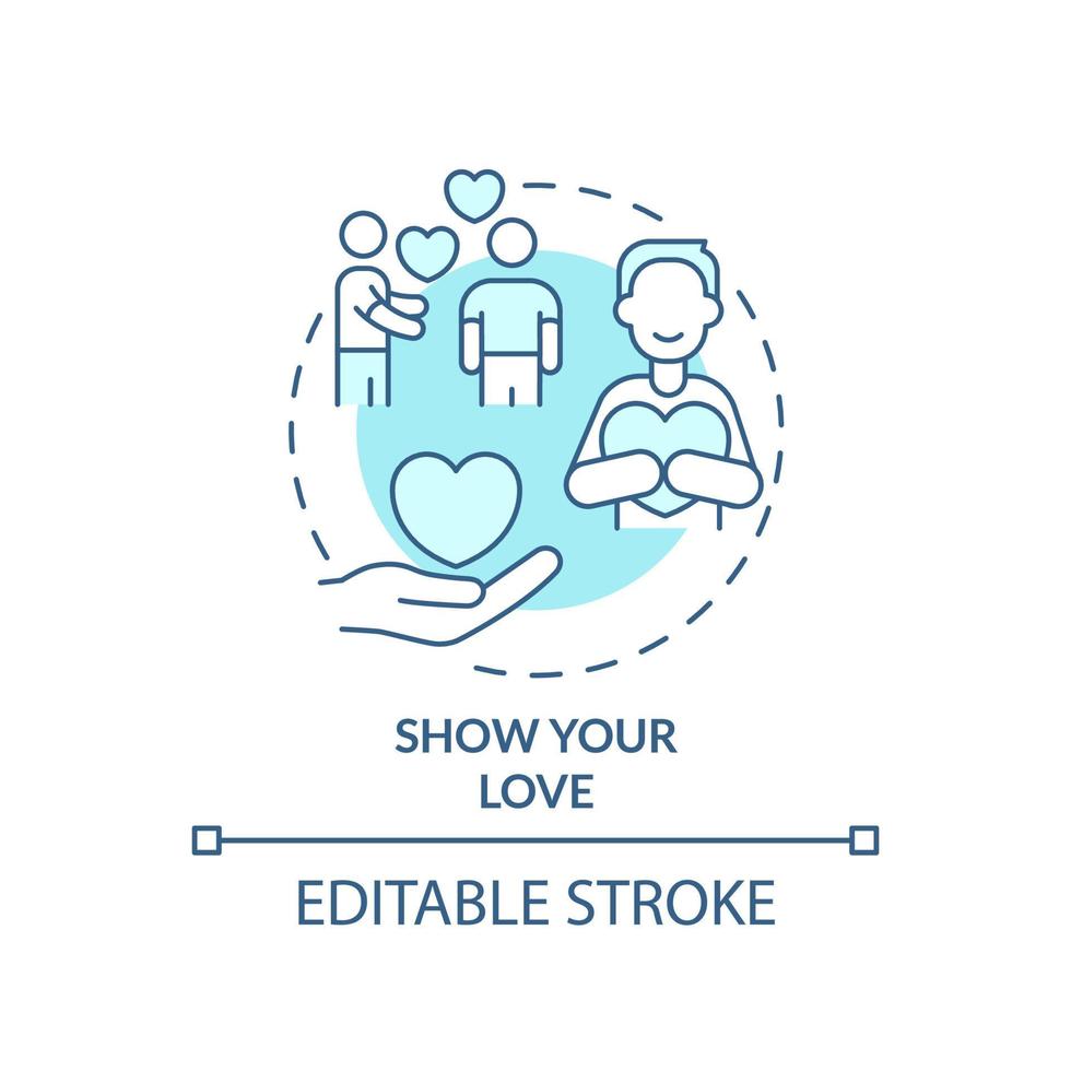 Show your love turquoise concept icon. Express appreciation. Positive communication abstract idea thin line illustration. Isolated outline drawing. Editable stroke. vector