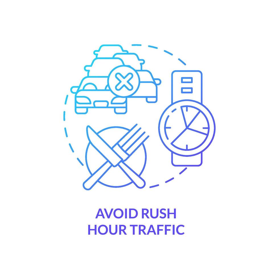 Avoid rush hour traffic blue gradient concept icon. Wasting time. Road trip recommendation abstract idea thin line illustration. Isolated outline drawing. vector