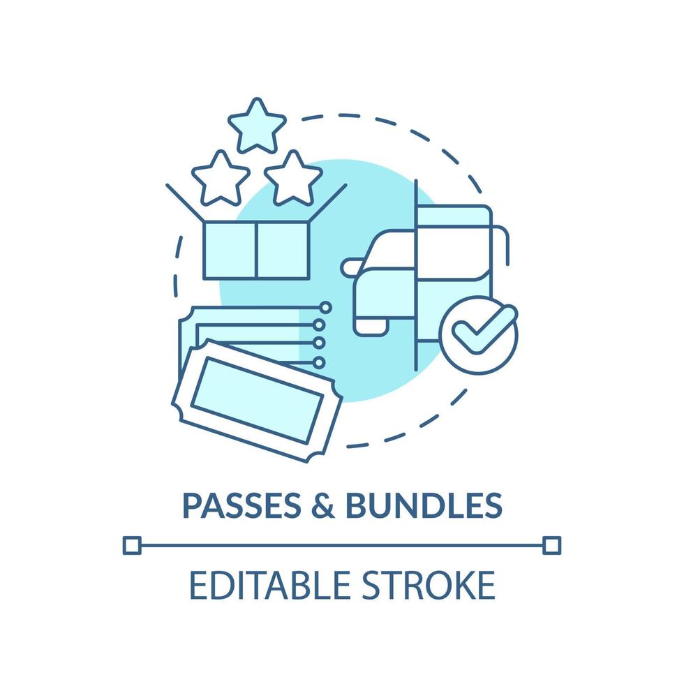 Passes and bundles turquoise concept icon. Alternative offer. Maas integration level abstract idea thin line illustration. Isolated outline drawing. Editable stroke. vector