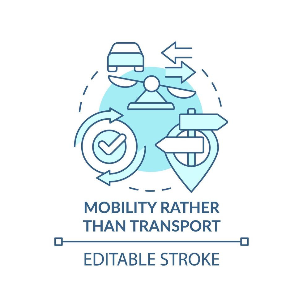 Mobility rather than transport turquoise concept icon. Maas concept component abstract idea thin line illustration. Isolated outline drawing. Editable stroke. vector