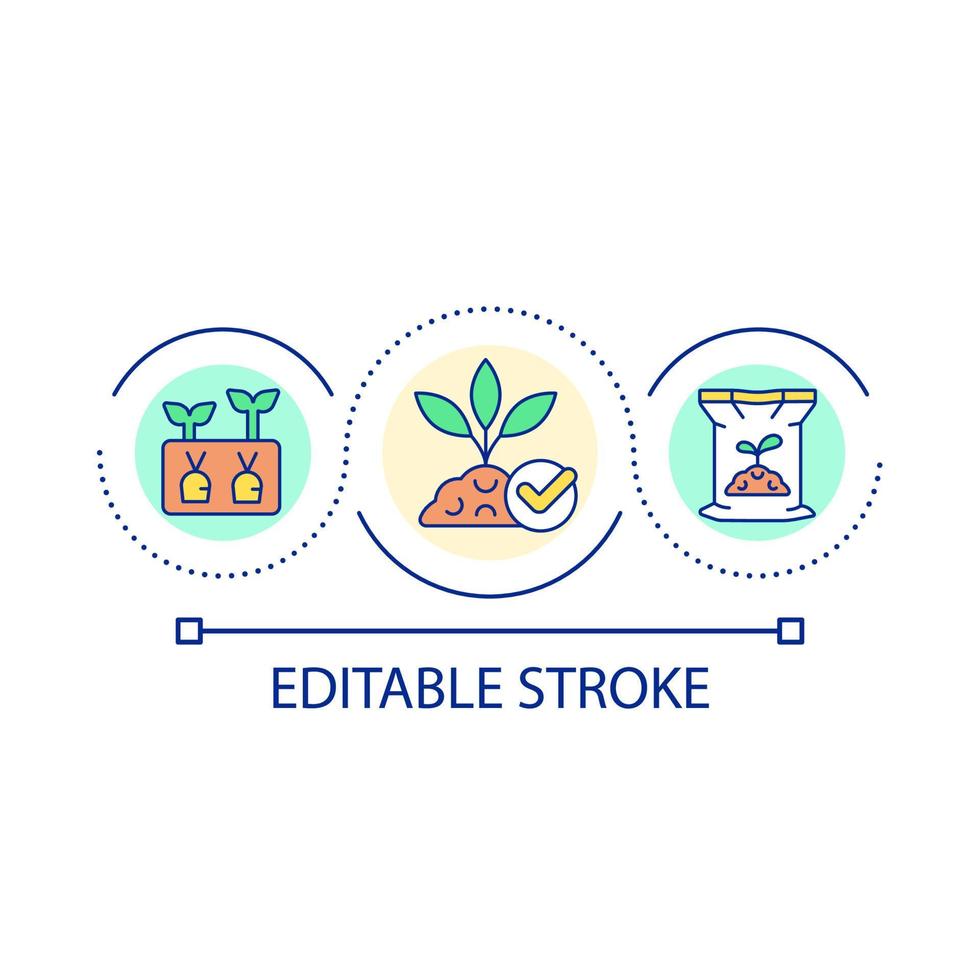 Soil loop concept icon. Good quality ground for sowing plants. Gardening and farming abstract idea thin line illustration. Isolated outline drawing. Editable stroke. vector