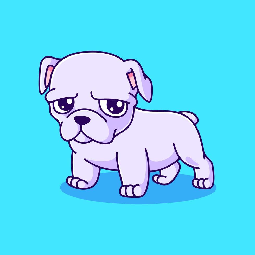 cute pitbull sad vector illustration. bulldog cartoon