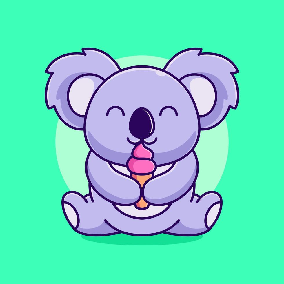 cute koala drinking ice cream vector illustration. cartoon koala with ice cream