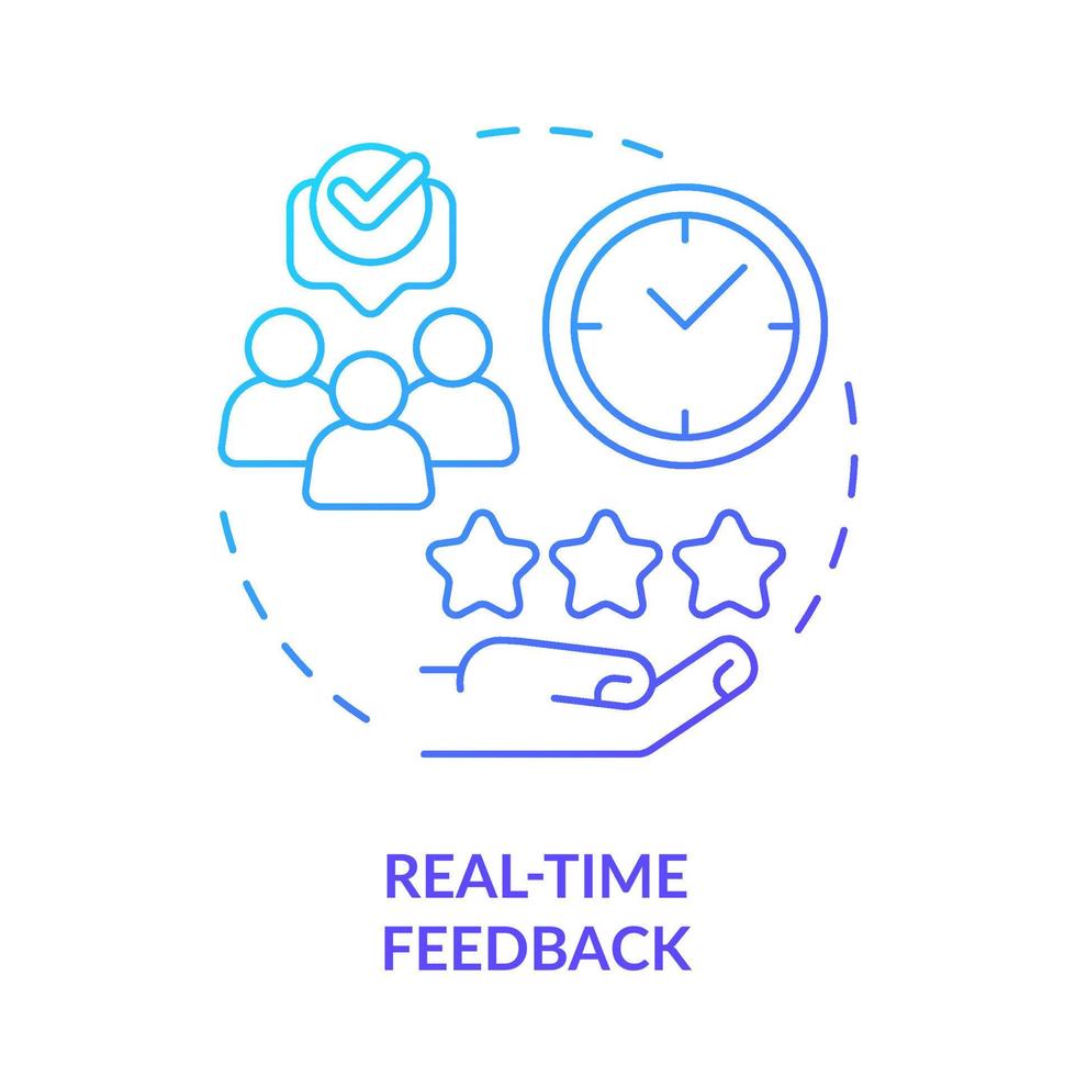 Real-time feedback blue gradient concept icon. Tendency in skill development abstract idea thin line illustration. Evaluating each other. Isolated outline drawing. vector