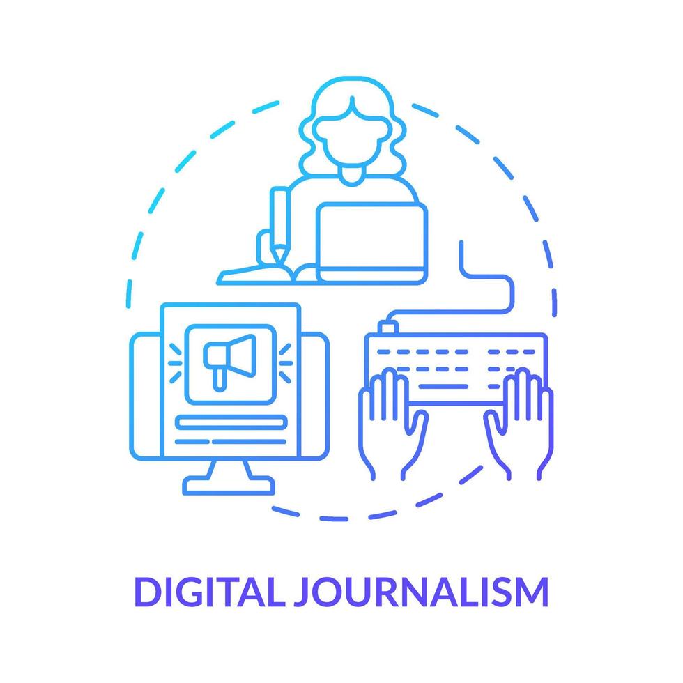 icono de concepto de gradiente azul de periodismo digital. habilidad deseada para el futuro empleo idea abstracta ilustración de línea delgada. publicación de noticias en línea. dibujo de contorno aislado. vector