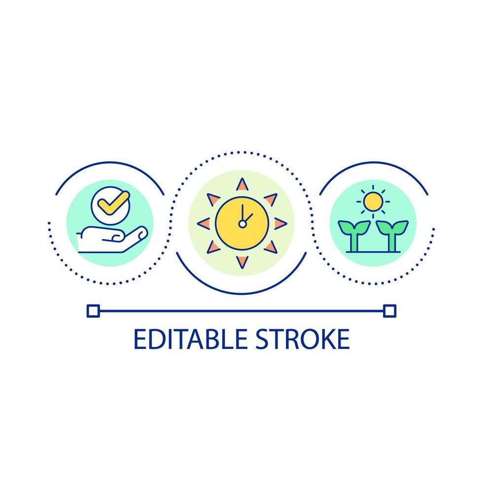 Sunny hours for plants loop concept icon. Sunlight for better growth. Gardening and husbandry abstract idea thin line illustration. Isolated outline drawing. Editable stroke. vector