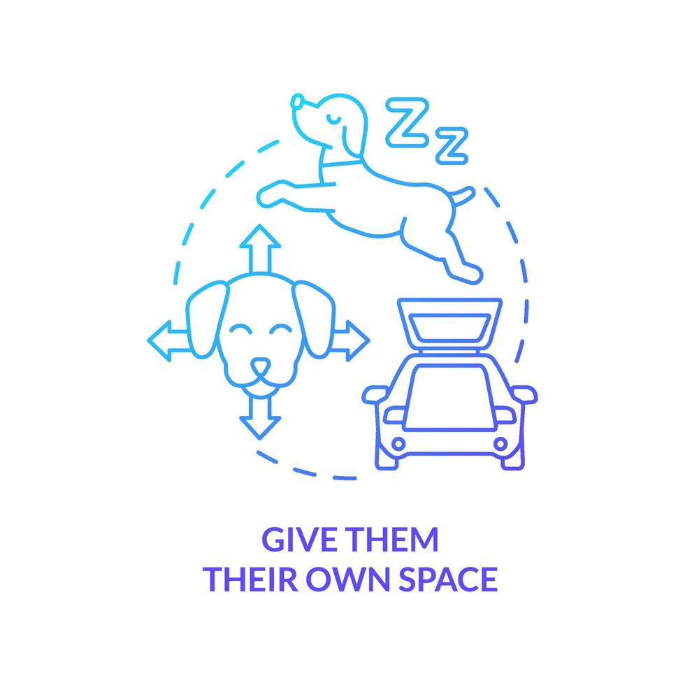 Give them their own space blue gradient concept icon. Comfortable adventure. Road trip with pets advice abstract idea thin line illustration. Isolated outline drawing. vector