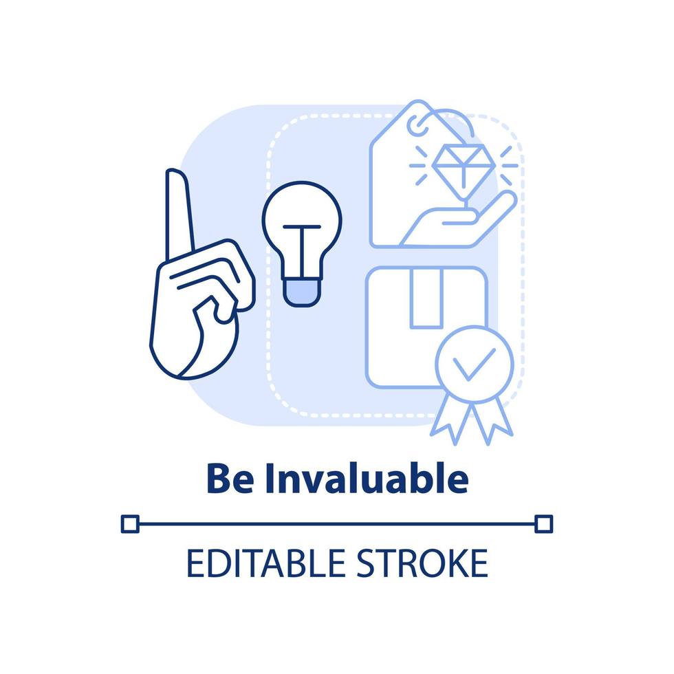 Be invaluable light blue concept icon. Communication part abstract idea thin line illustration. Dependable salesperson. Isolated outline drawing. Editable stroke. vector