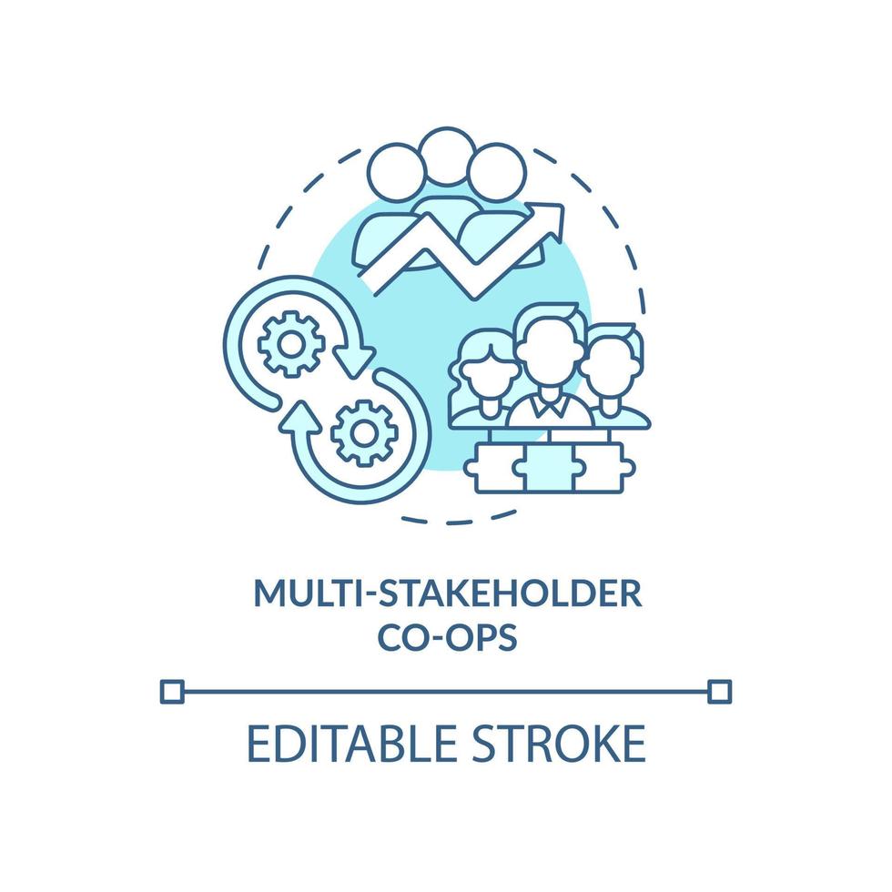 Multi-stakeholder co-ops turquoise concept icon. Multi-membership abstract idea thin line illustration. Different roles. Isolated outline drawing. Editable stroke. vector