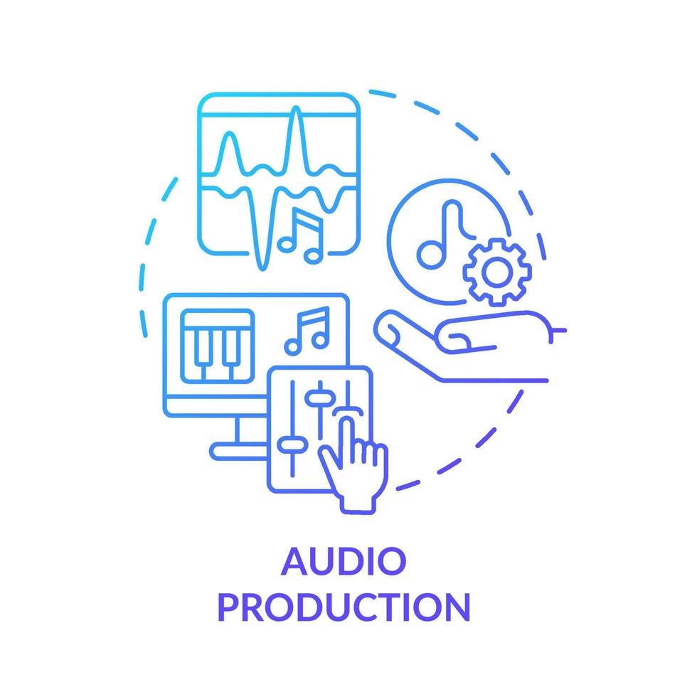 Audio production blue gradient concept icon. Selecting top skill for freelancer abstract idea thin line illustration. Music business. Isolated outline drawing. vector