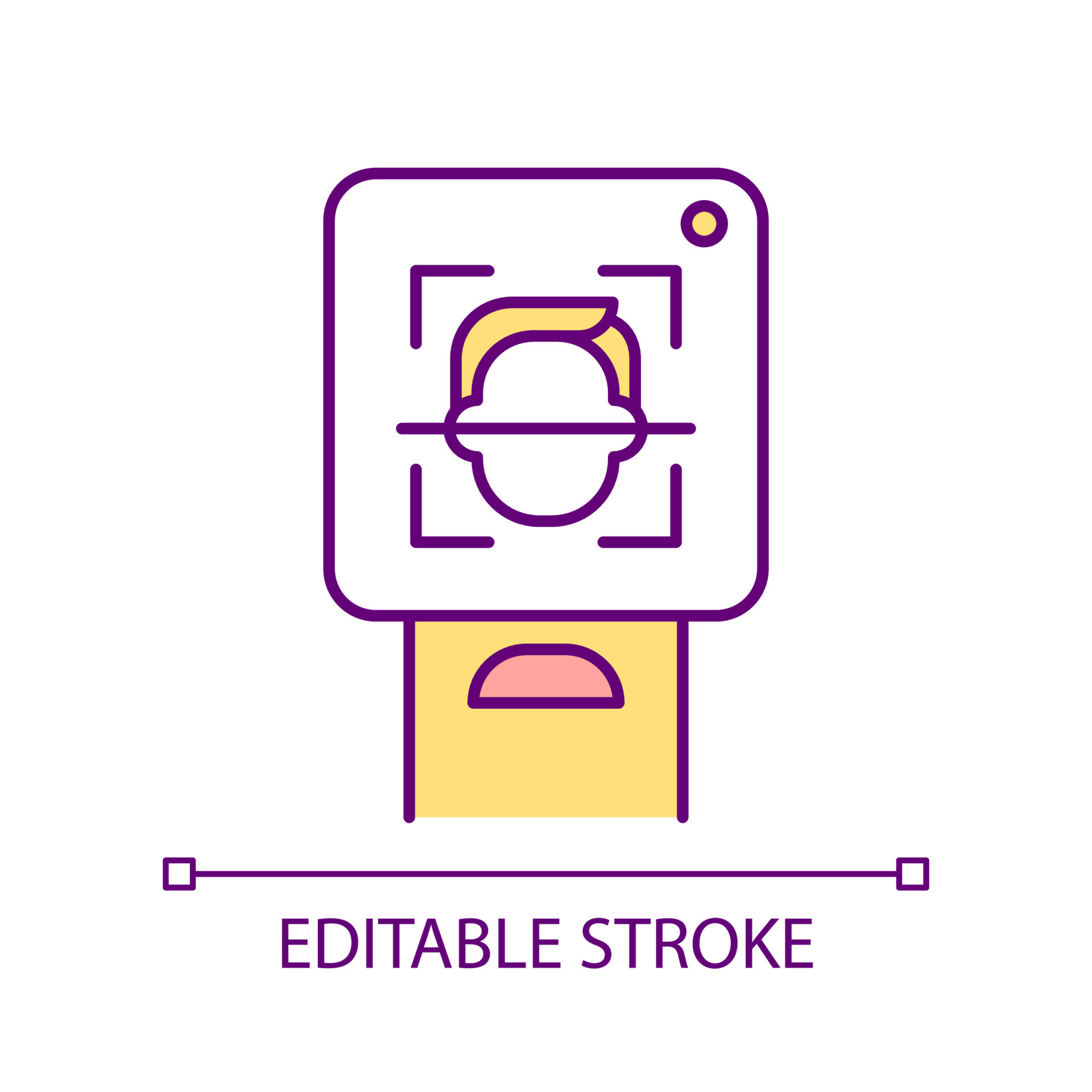 Facial recognition RGB color icon. Biometric identification device