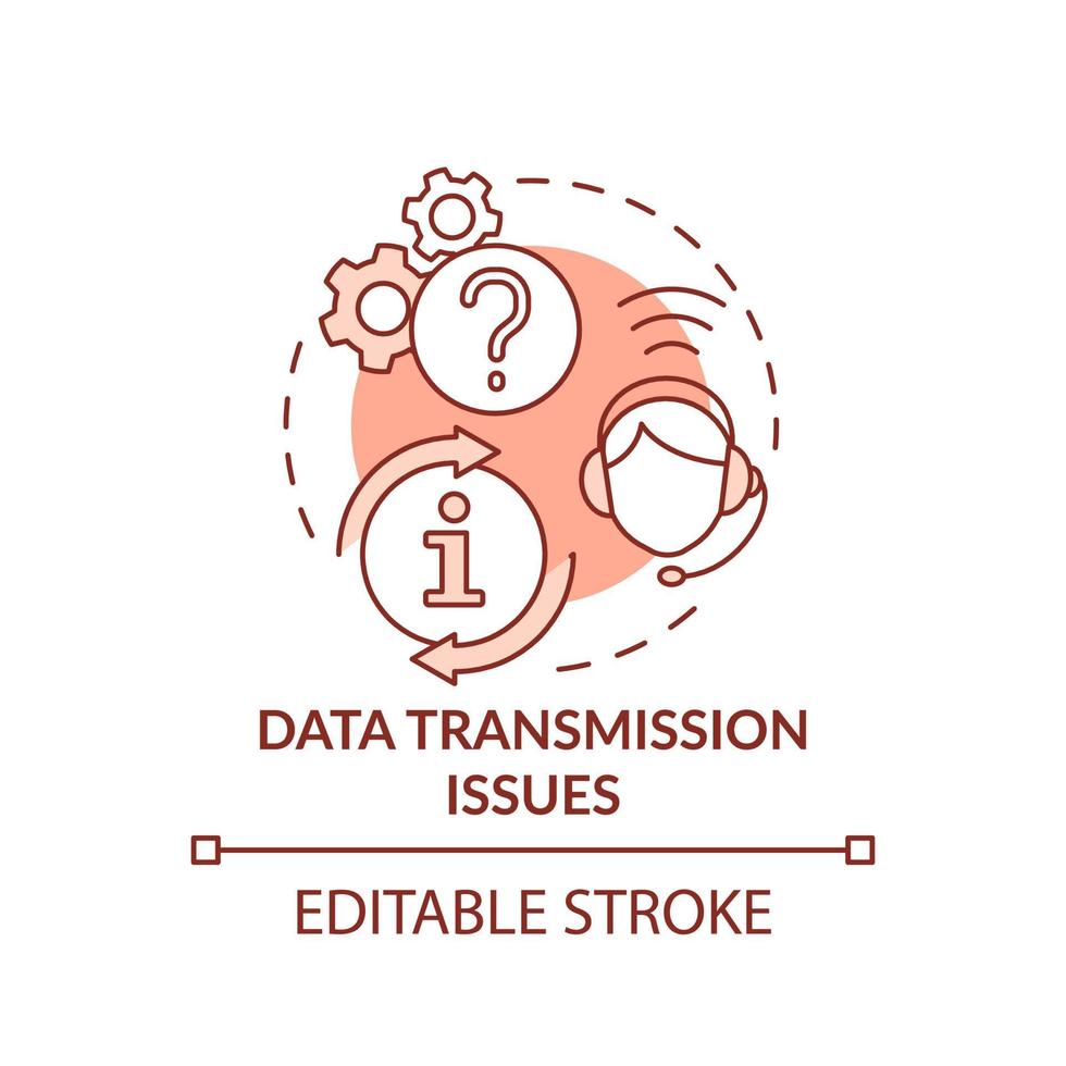 Data transmission issues red concept icon. Information support. Maas issue abstract idea thin line illustration. Isolated outline drawing. Editable stroke. vector