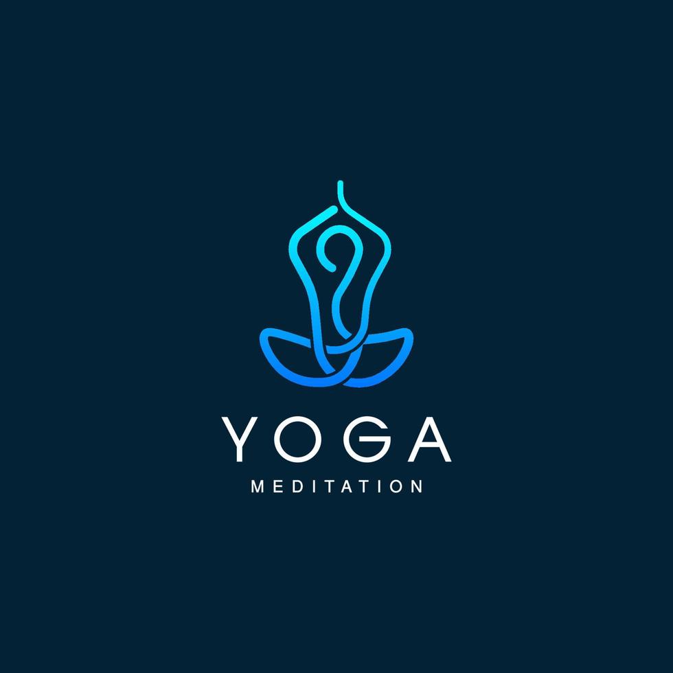 Premium Line Art Meditation Logo Vector, Meditation People Illustration, Yoga Logo Template vector