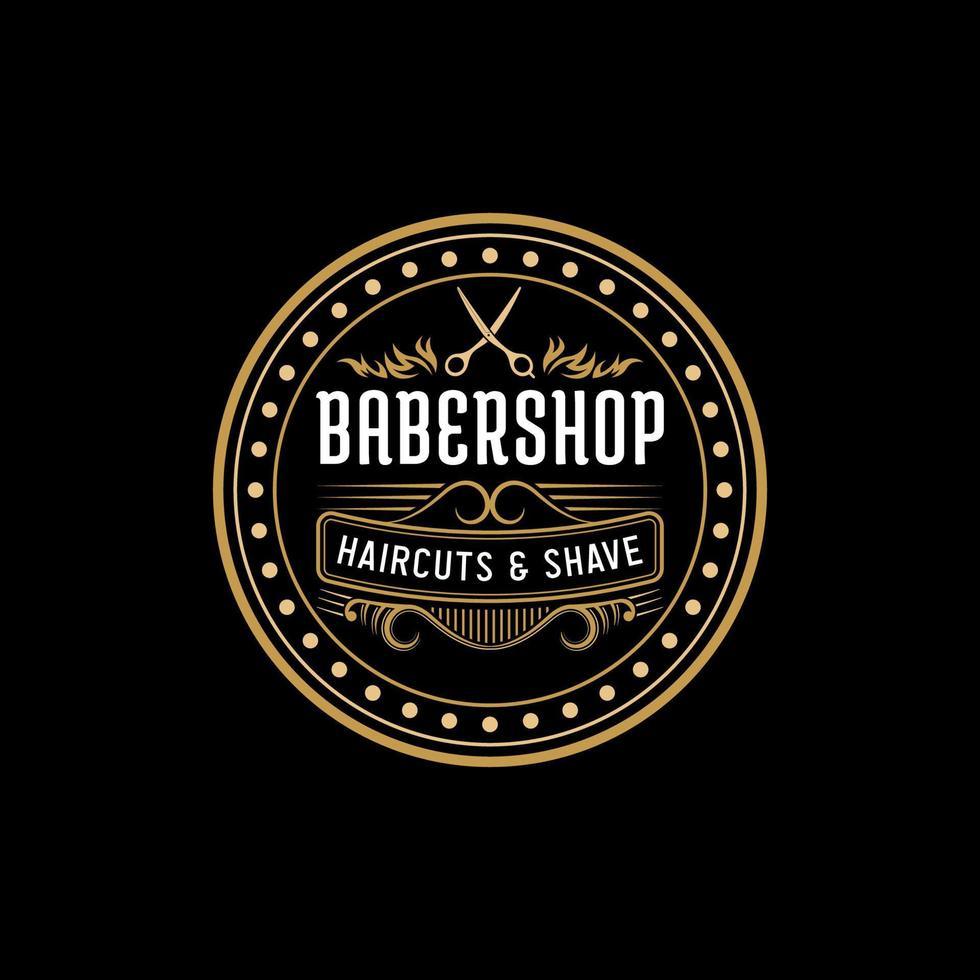 Premium Vector Vintage luxury barbershop logo illustration