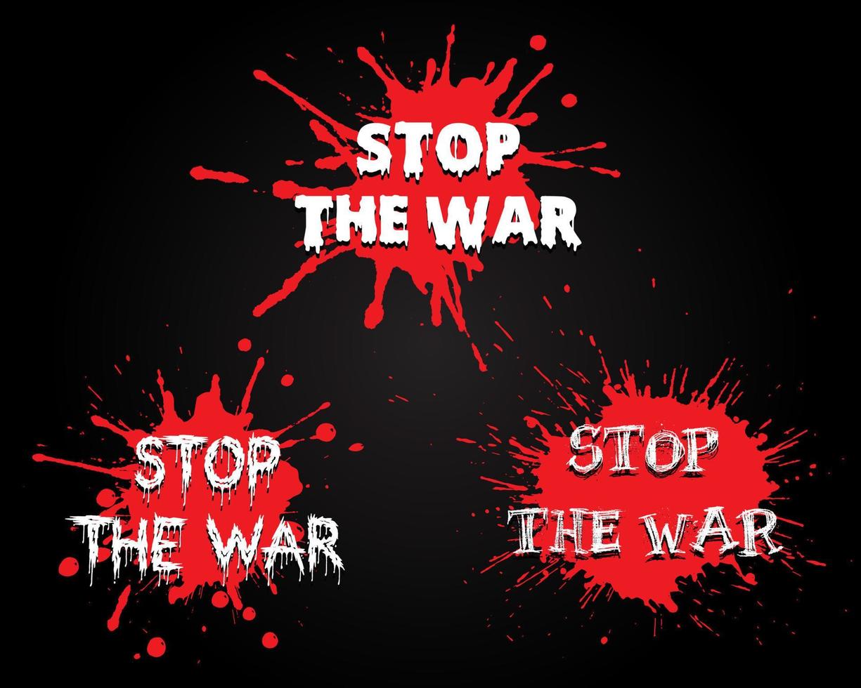 Collection of Stop the war design icon with abstract grunge texture. vector