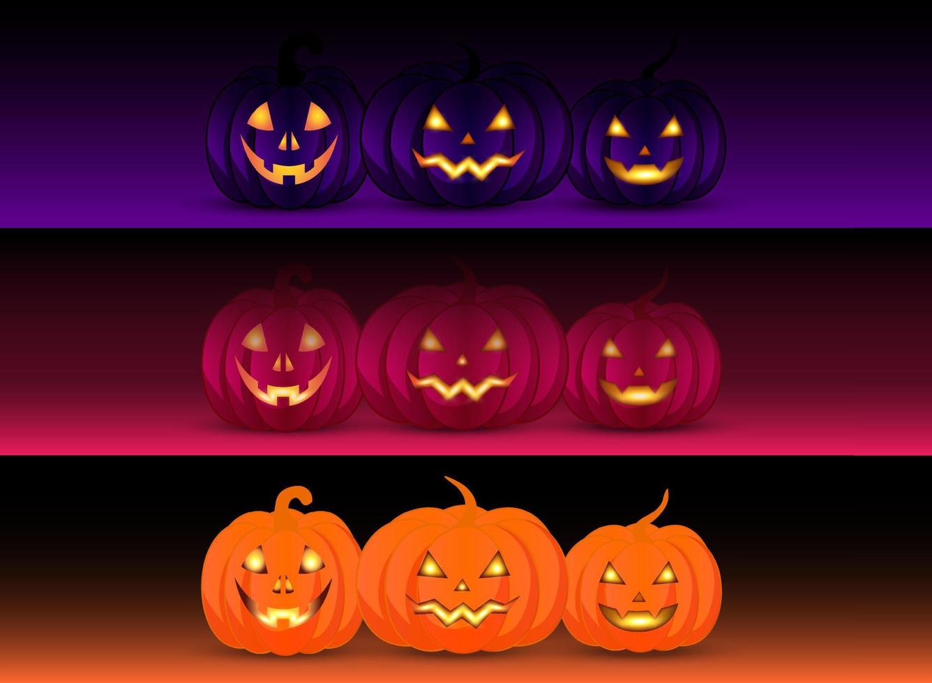 Collection of scray pumpkin design icon vector. Pack of pumpkin cartoon design vector