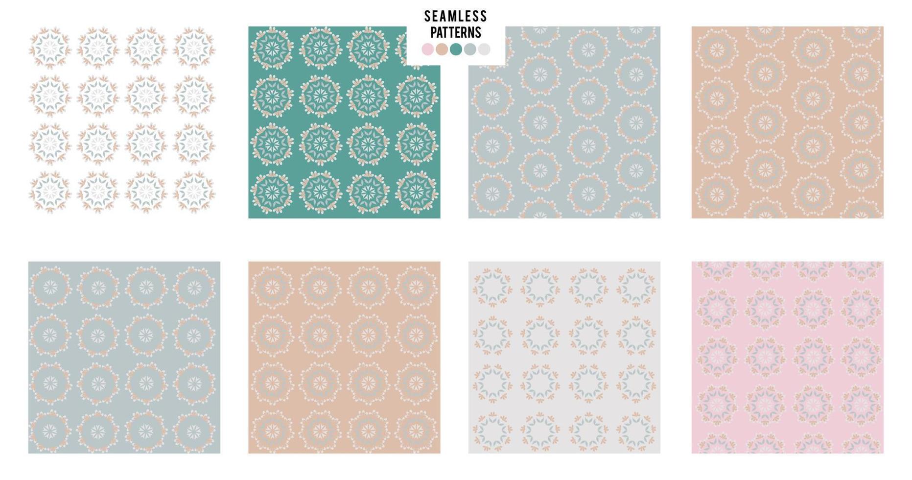 A set of seamless patterns in floral style, design for paper, cover, fabric, interior decor and other users. vector