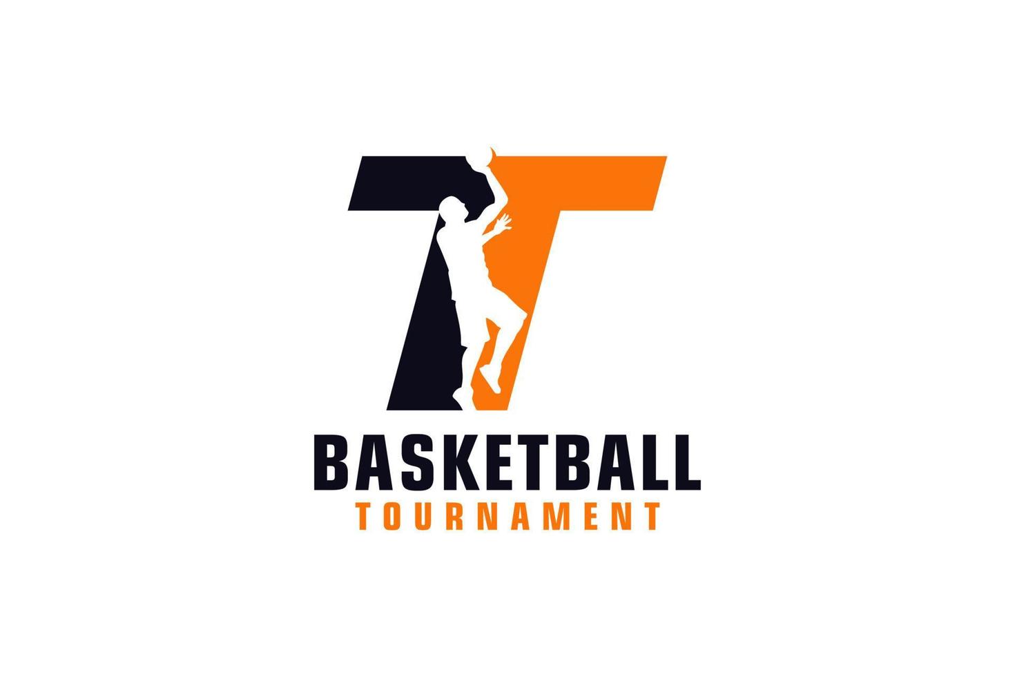 Letter T with Basketball Logo Design. Vector Design Template Elements for Sport Team or Corporate Identity.