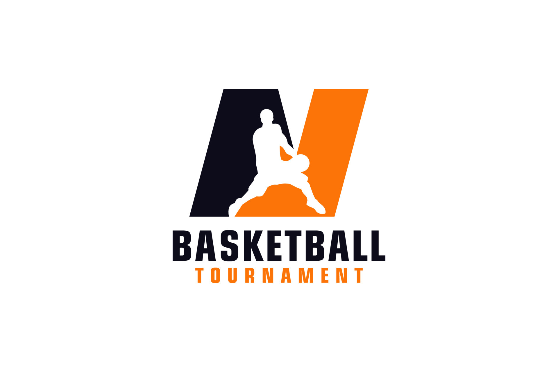 letra n con diseño de logotipo de baloncesto. elementos de plantilla de
