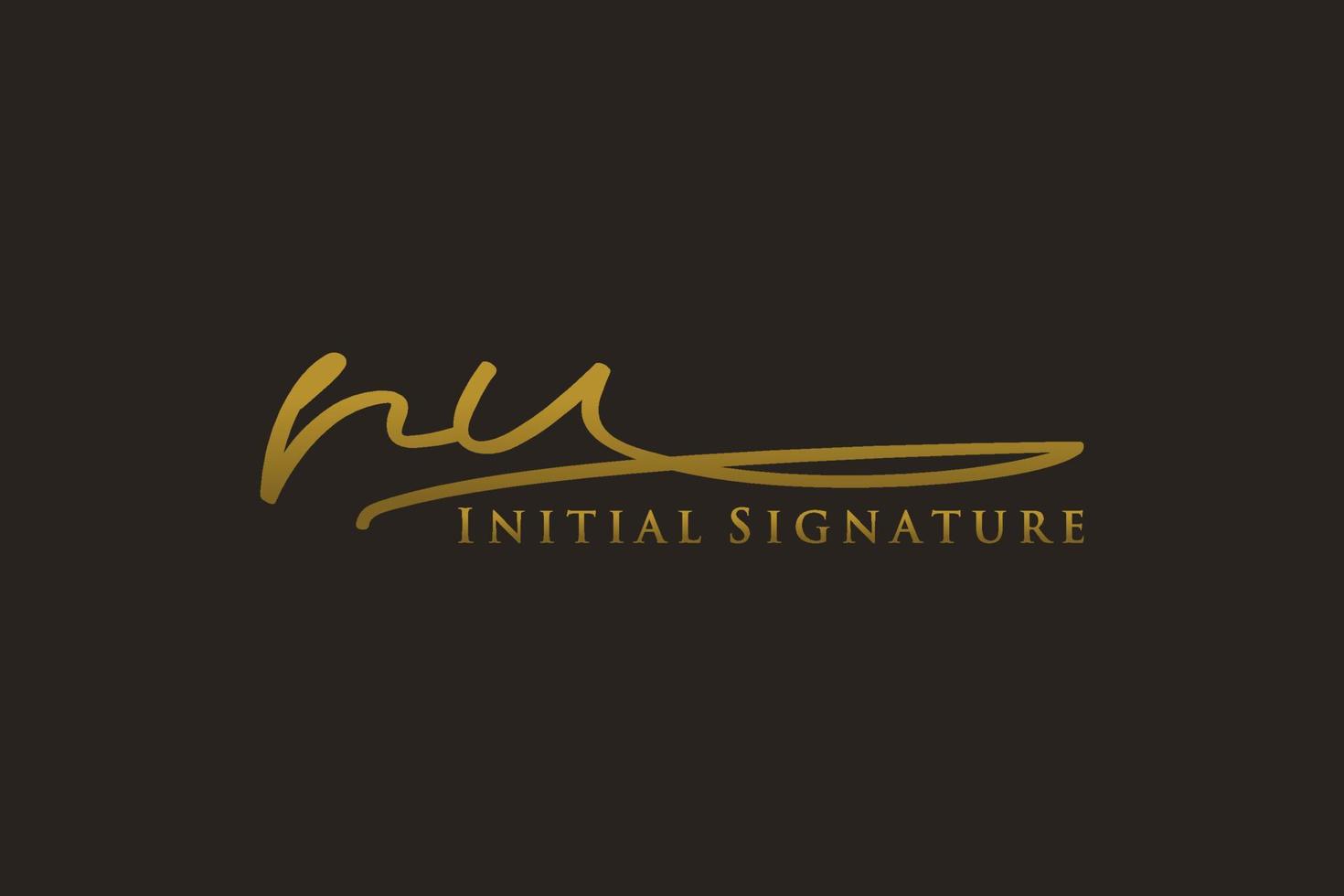 Initial RU Letter Signature Logo Template elegant design logo. Hand drawn Calligraphy lettering Vector illustration.