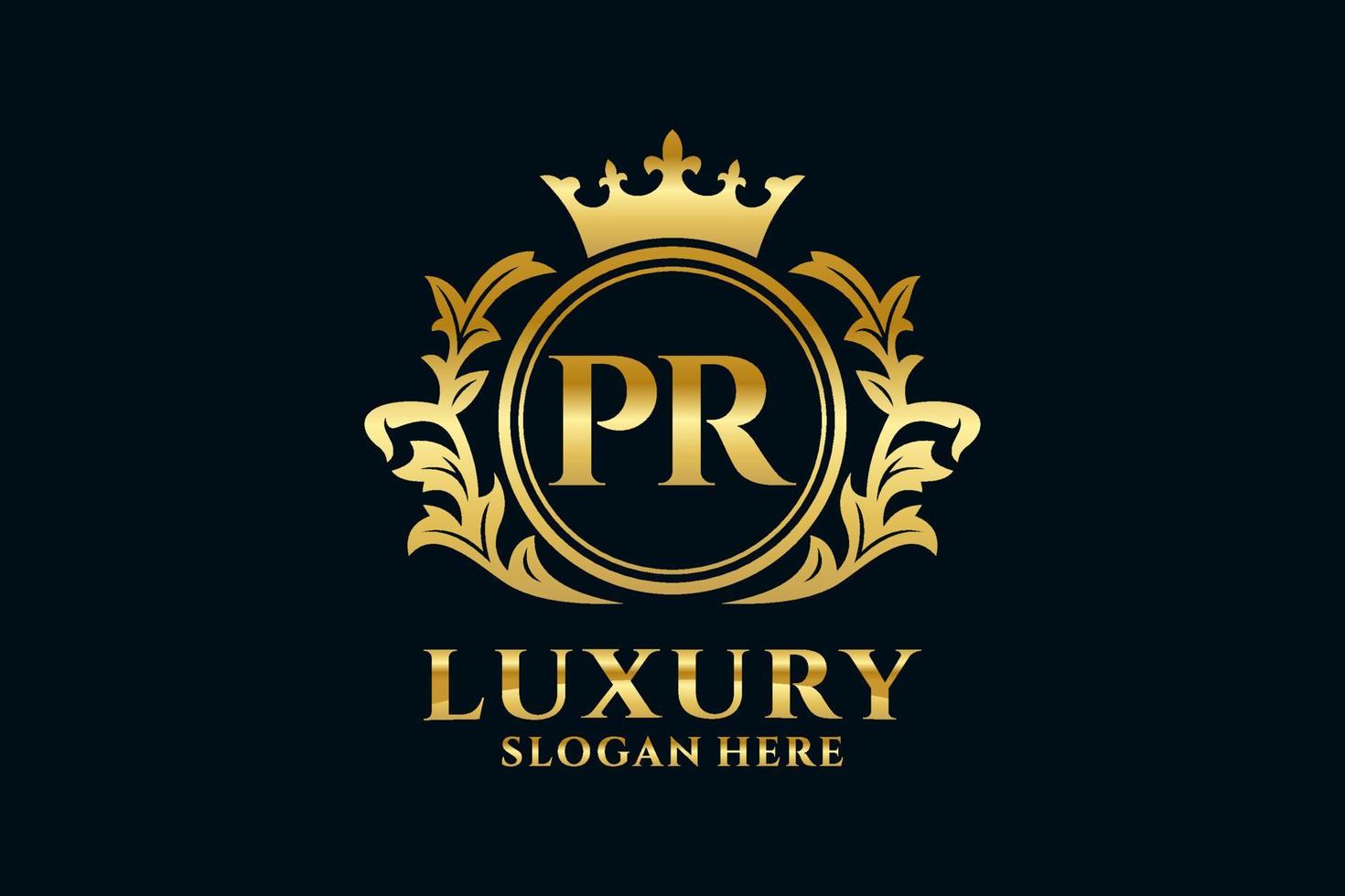 Initial PR Letter Royal Luxury Logo template in vector art for luxurious branding projects and other vector illustration.
